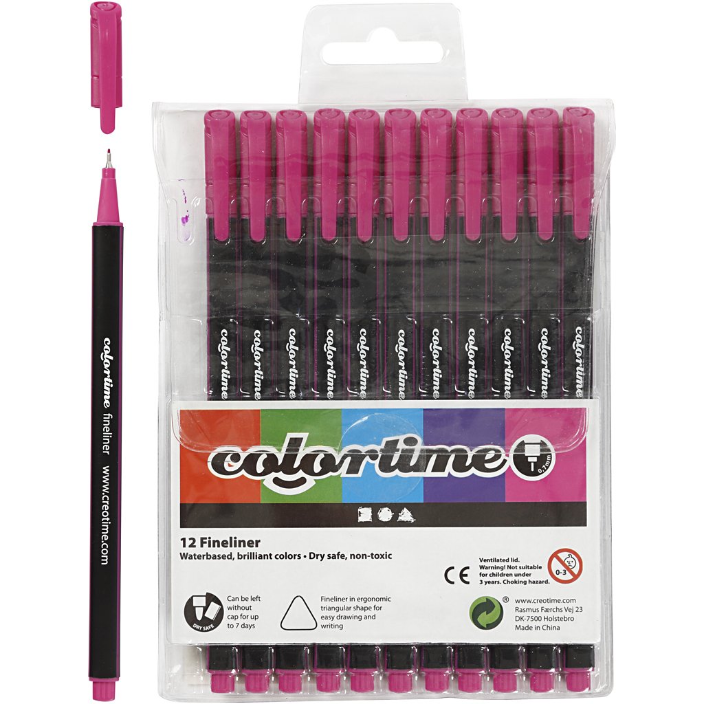 fineliner line thickness 0,6-0,7 mm dark pink 12 pieces