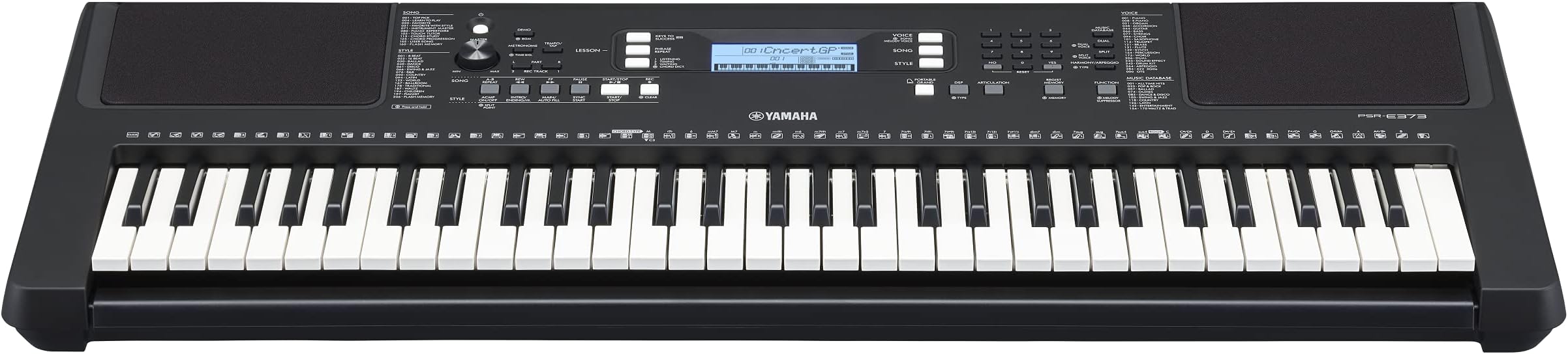 PSR-E373 RML Digital Keyboard - Beginner Keyboard with 61 Touch-Sensitive Keys, Voucher for 2 Online lessons from YAMAHA Music School, in Black