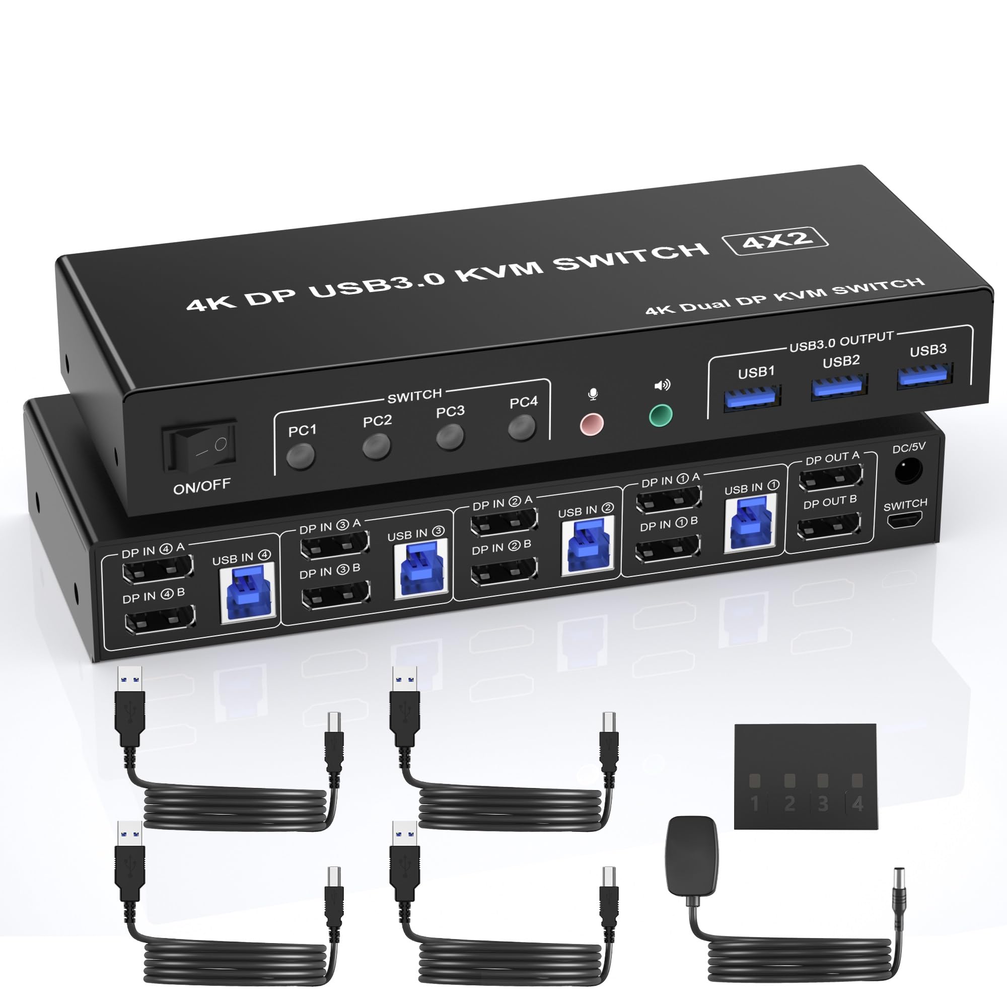 Amazon.co.jp: 4 ポート USB 3.0 Displayportデュアル モニター KVM 