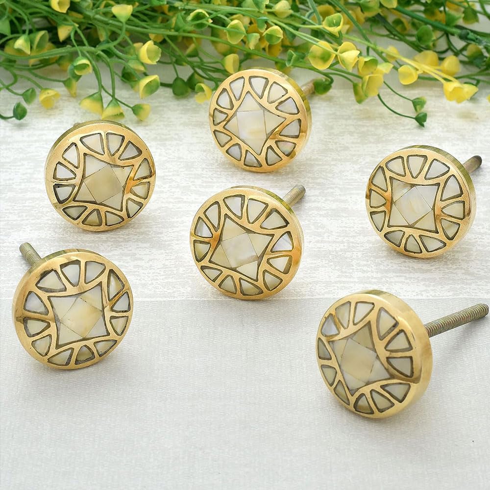 Indian-Shelf 2 Piece Mother of Pearl Cabinet Drawer Knobs - Golden and White Drawer Knobs Modern - Knobs Dresser - Drawer Pull Knobs (B0CNXMHXKP) Amazon Price History, Amazon Price Tracker