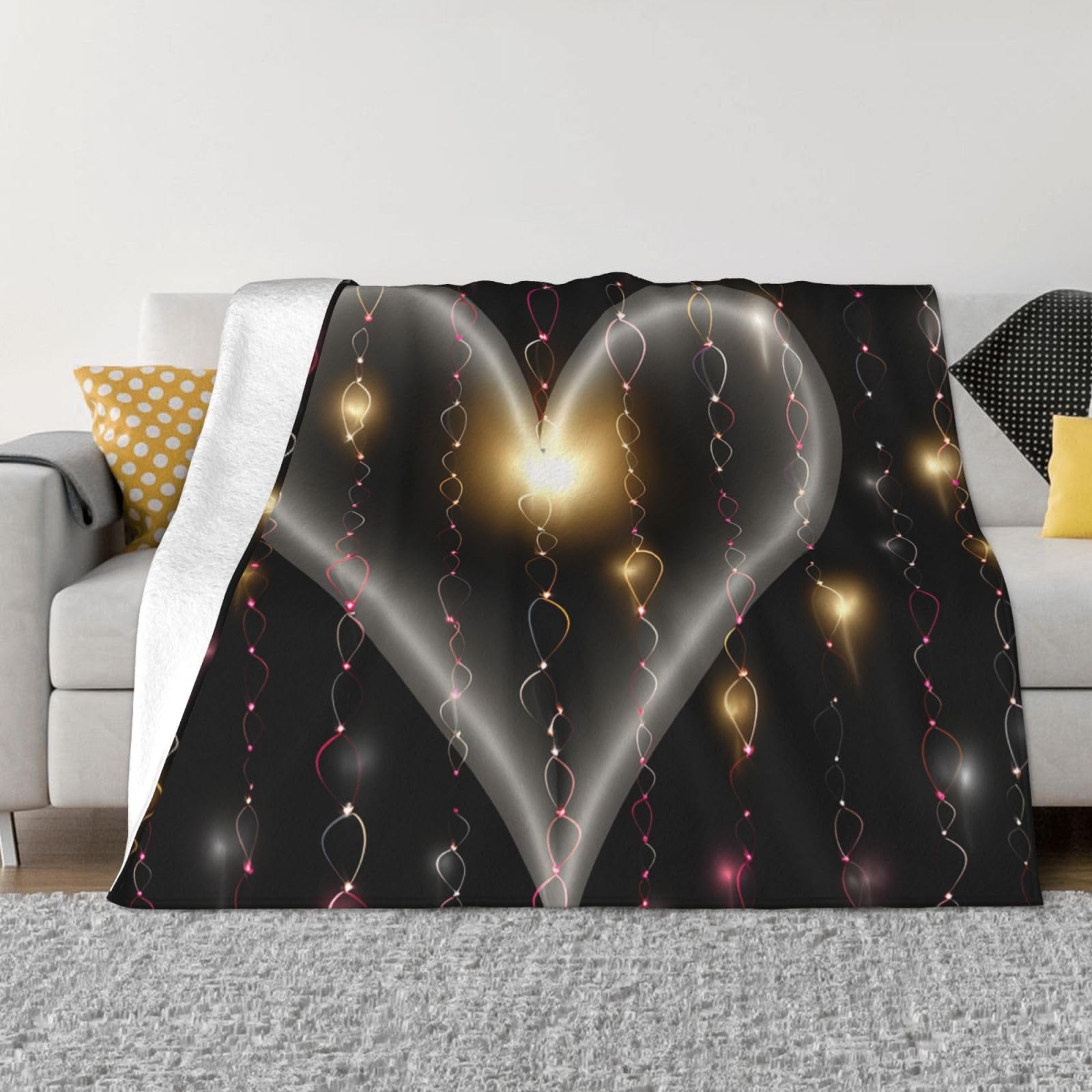 Couverture lit douce micro polaire chaude légère grand plaid canapé durable Glowing Love