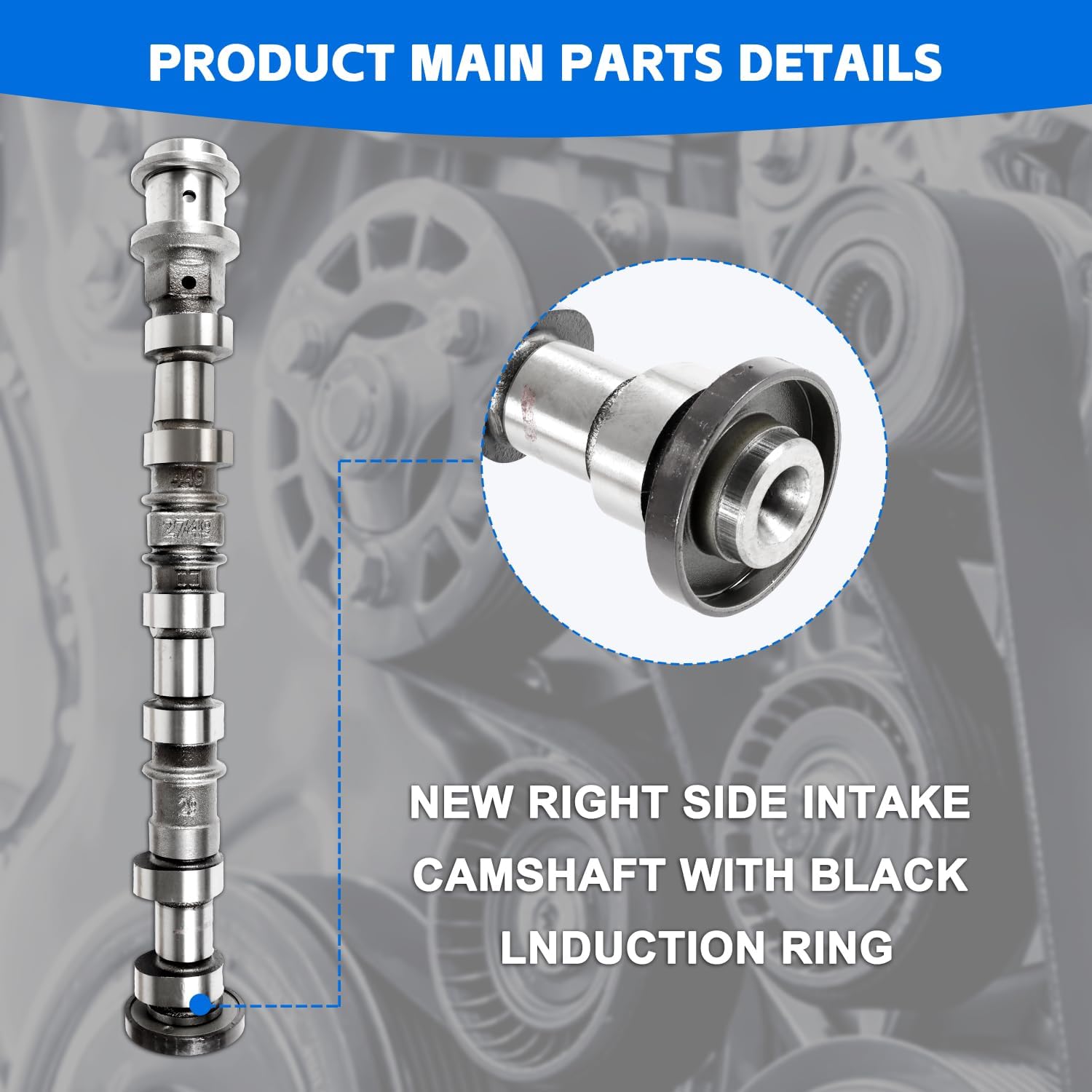5184380AG 5184380AF New Right Side Intake Camshaft Replace Fits for Chrysler 300 3.6L, for Jeep Grand Cherokee Wrangler 3.6L, for Dodge Avenger Challenger Durango 3.6L, With 1 Year Warranty