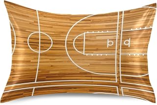 Basketball Court Satin Pillowcase with Envelope Closure, Breathable & Wrinkle-Resistant Silk Pillow Cases for Hair and Skin, 20"X 40" King Size