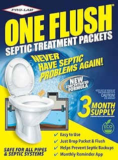 ONE FLUSH - Septic Tank Treatment Packets, 3-Month Supply of Easy-Flush Bacteria & Enzyme Packets - Proactive Prevention for Sewage Backups, Made in the USA