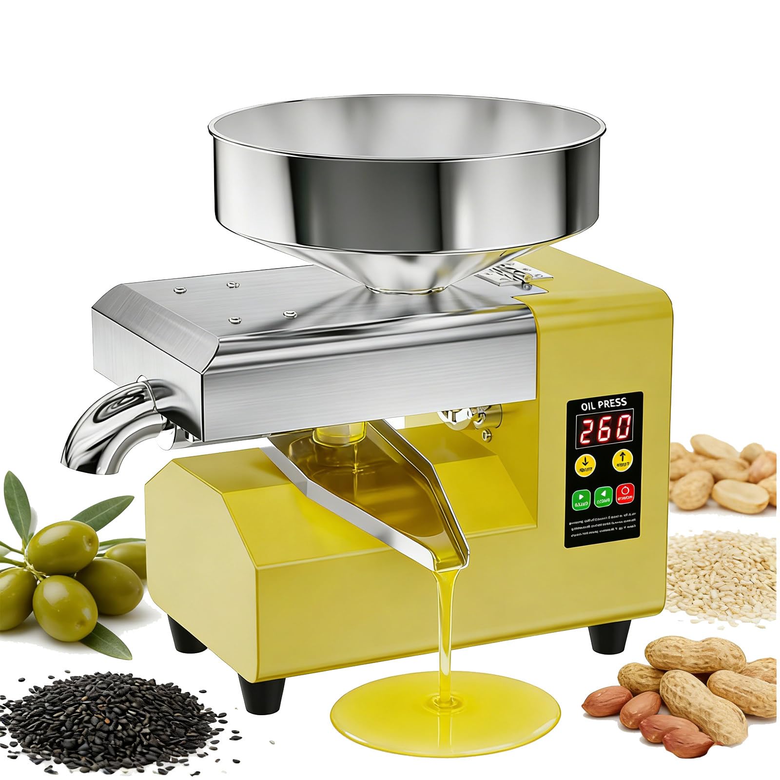 eQianyuan 1100W Electric Oil Press Machine Home Automatic 220V