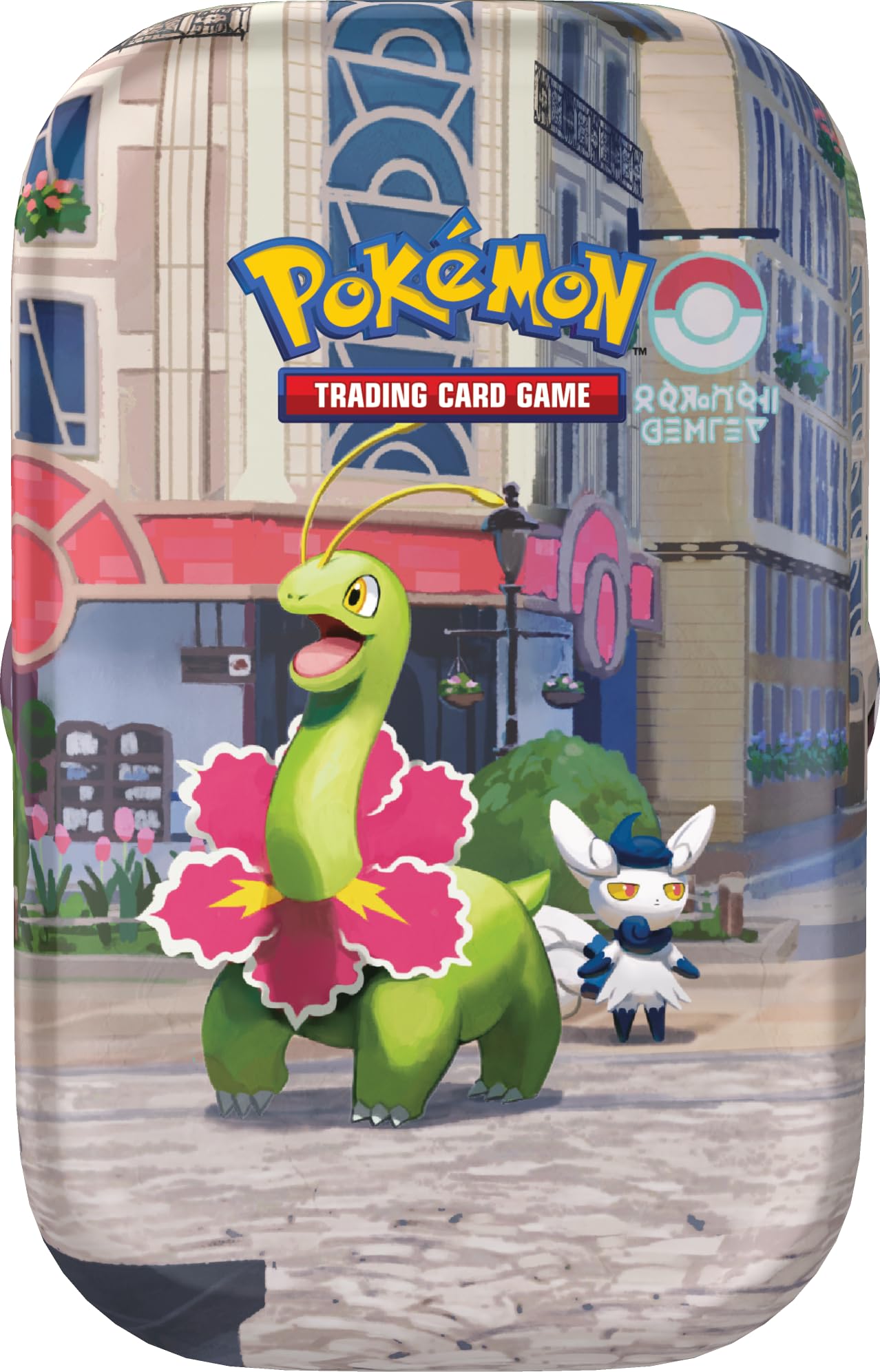 Pokémon: miniscatola da collezione Luminopoli (Meganium e Meowstic) del GCC Pokémon (2 buste di espansione, 1 carta con l’illustrazione Pokémon della miniscatola e 1 foglio di adesivi), Ed. Italiano