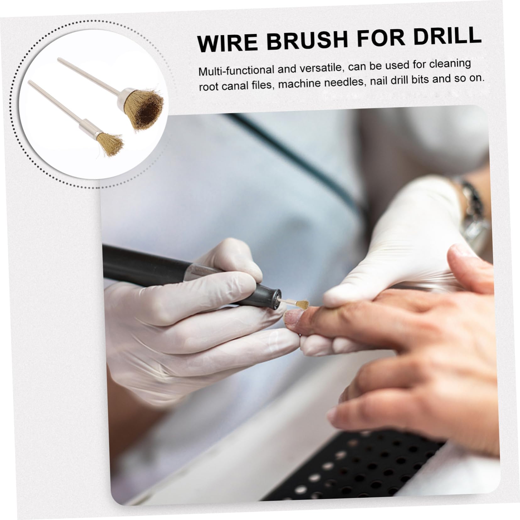Healeved 20pezzi Spazzola Pulizia Trapano Unghie Rame Per Pulizia Profonda Testine Smerigliatrici Utensile Di Manutenzione Per Nail Art e Ricostruzione Unghie