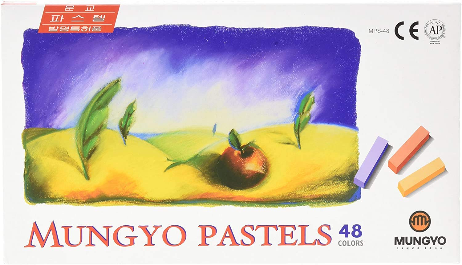 MUNGYO Non Toxic Soft Pastel Set of 48 Assorted Colors Square Chalk (#.01 Pack - Asorted Colors)