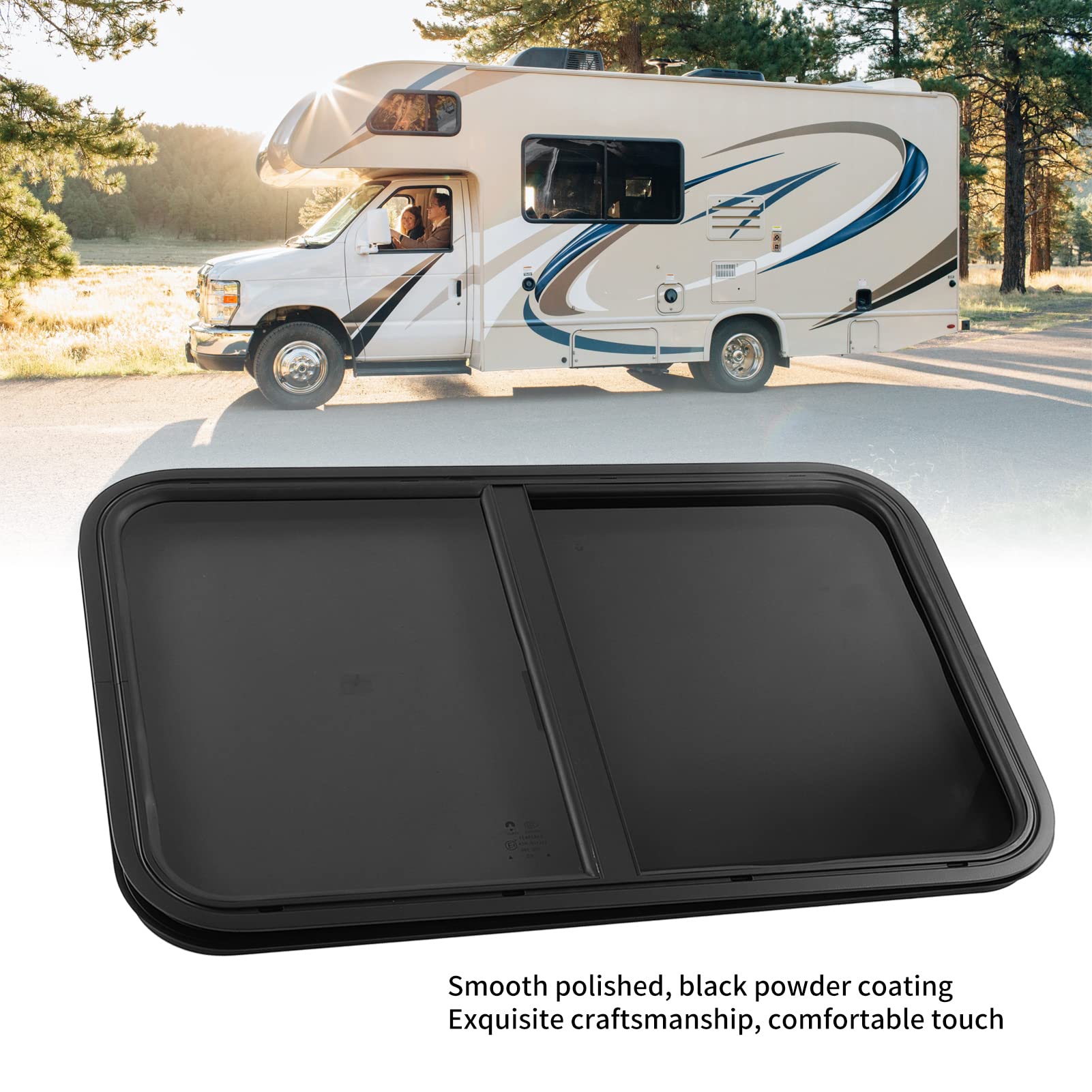 Qqmora Rundes Eck-Wohnmobilfenster, Push-Pull-UV-geschütztes Design für Campingplätze, 82,87 X 53,9 Cm, aus Aluminiumlegierung