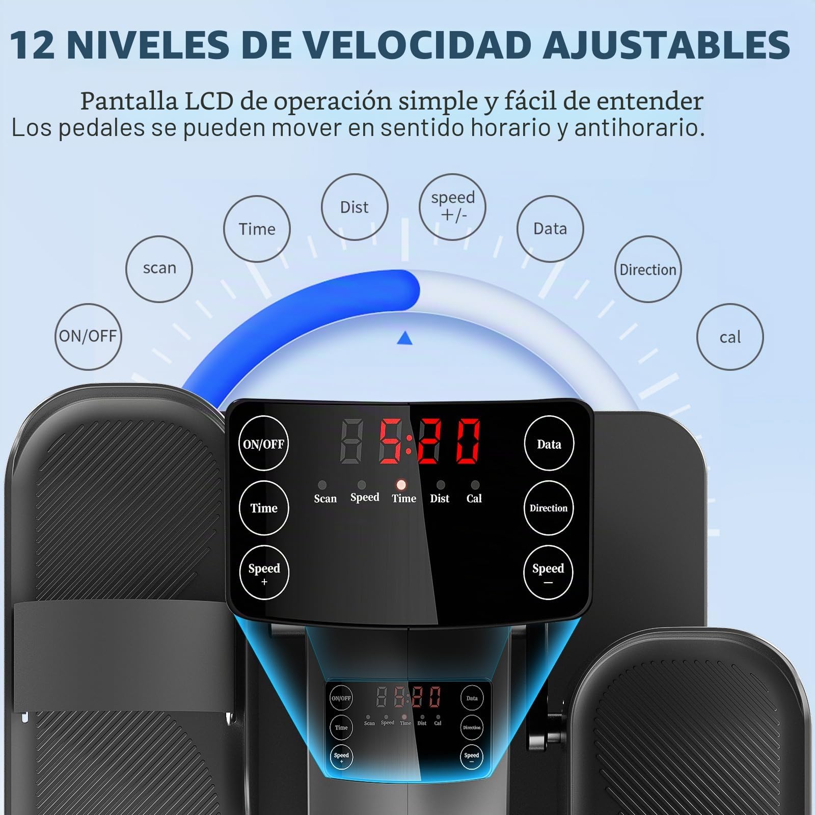 Mini Eliptica Electrica,Pedales Estaticos Personas Mayores,Pedaleador Electrico,Ejercitador de Piernas para Anciano,Elíptica Portátil Ultra Silenciosa,Bicicleta Eliptica Fitness para Casa