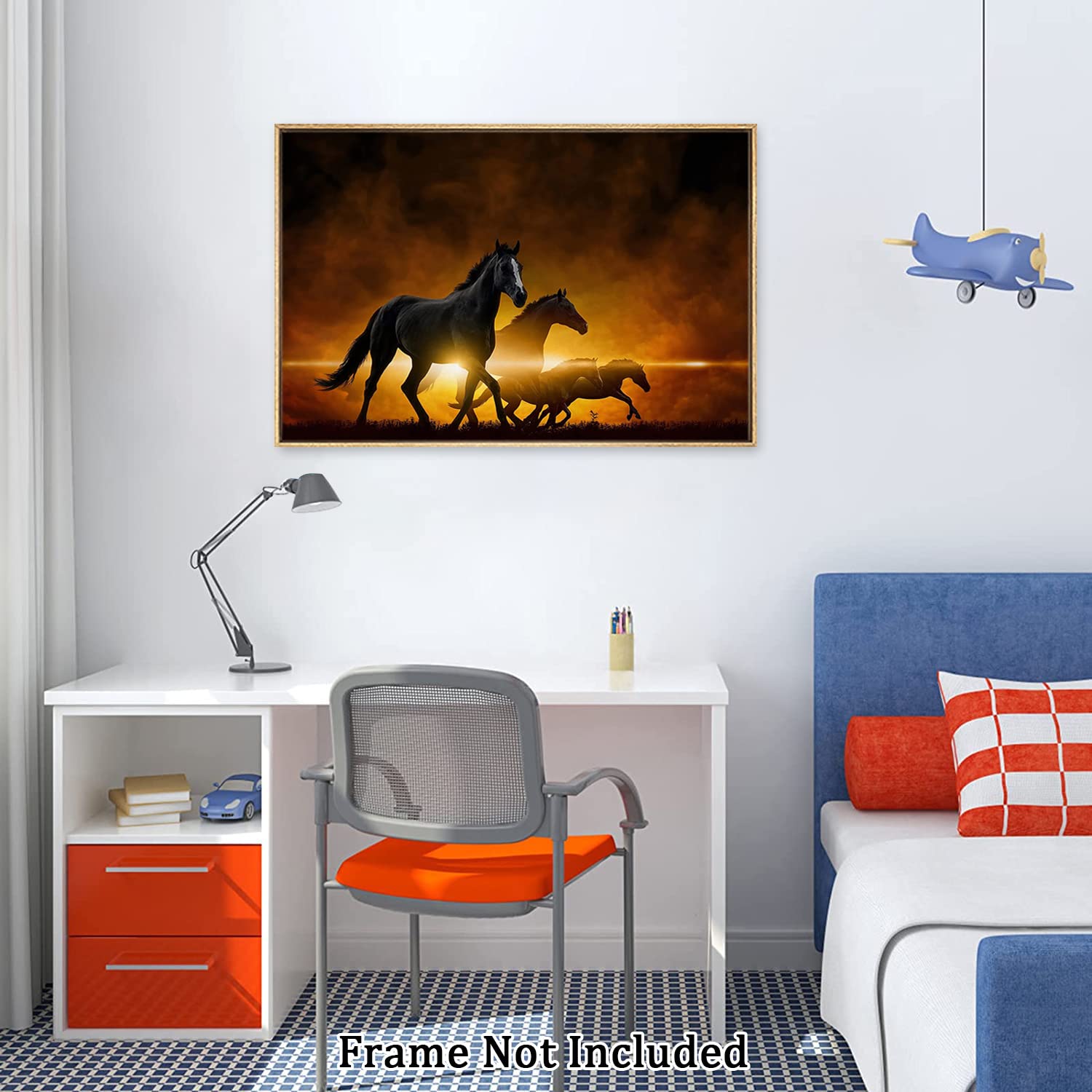 COTAIL Quadro Tela Moderna Con Cavallo - 45,7x30,5 Cm Decorazione Parete Per Camera E Ufficio