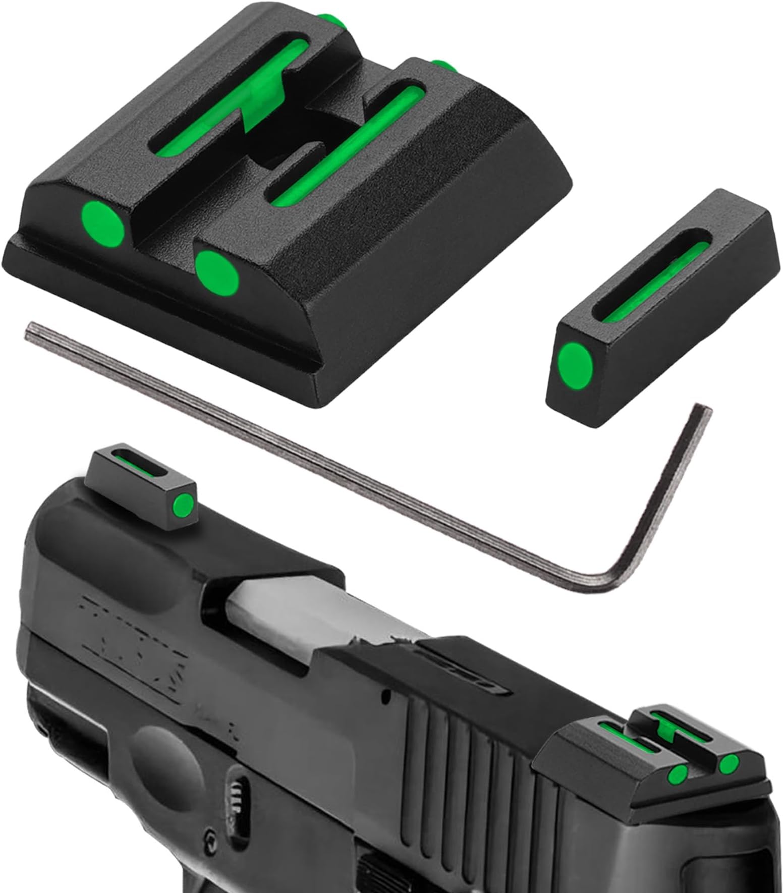 No-Tritium Fiber Optic Red/Green Sights for Pistol Taurus G2C, PT111, G3, TX22, G2, 709, G2S, PT140, 740, Taurus G2C Accessories Sights Set