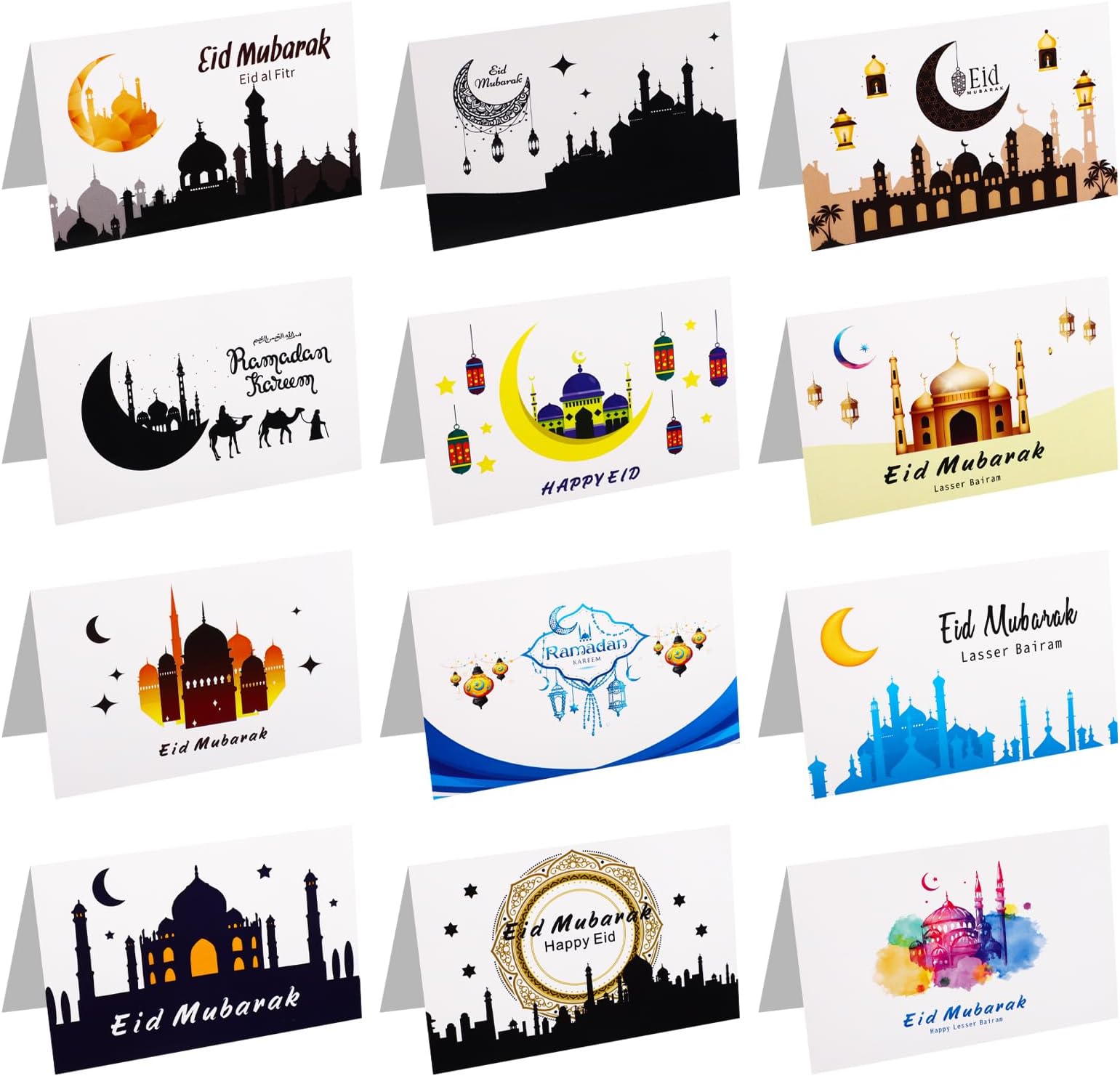 12pcs Ramadan Cards,Happy Eid alFitr card(12 design),Eid Mubarak Cards