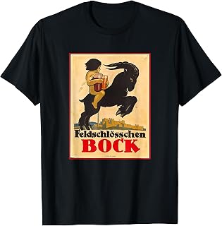 Vintage Retro German Beer Poster Feldschlösschen Black Goat T-Shirt
