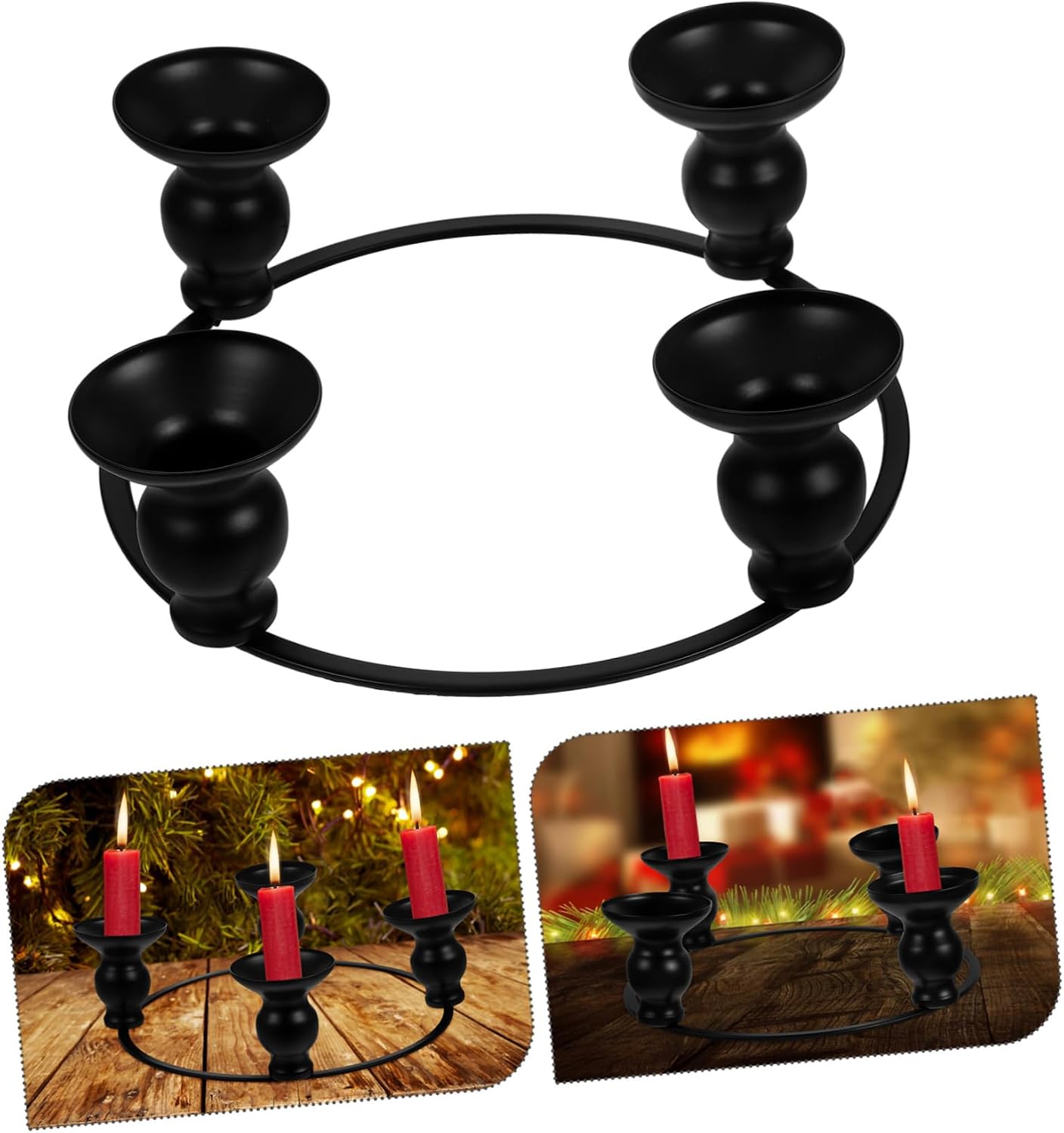 SOLUSTRE Christmas Candle Holder Ring Taper Candle Holders Wreath Supply Wreath Accessories Garland Accessory Holder Accessory Party Supplies Iron Black