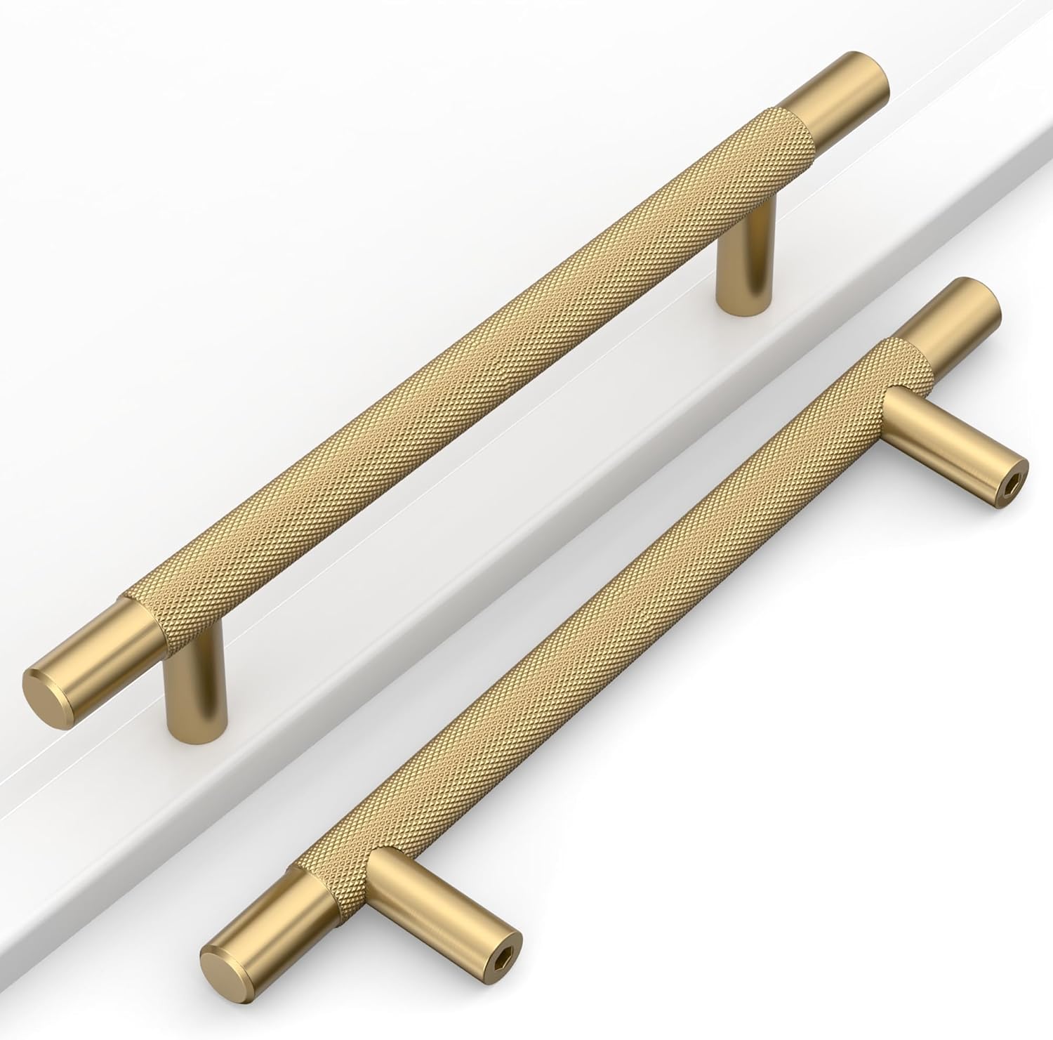 10 Pack 5"(128mm) Champagne Bronze Cabinet Pulls Knurled Kitchen Cabinet Handles Champagne Drawer Pulls Cupboard Hardware for Cabinets CK0088 5"/128MM Hole Center Champagne Bronze