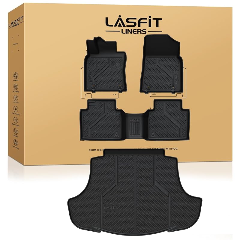 Kit de tapetes automotivos LASFIT para Lexus ES 2019–2025, TPE preto, com tapete de porta-malas para ES350 e ES300h FWD