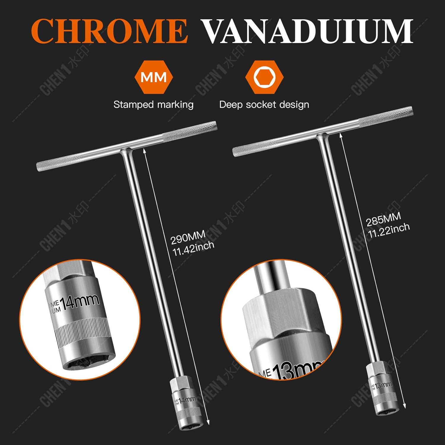 14Pcs T-Handle Wrenches Metric Socket Set, 6mm,-19mm Cr-V, Chrome Vanadium Steel T Handle Wrench Hex Socket for Motorcycle Bicycle Car Dirtbike Repair (14 Pack)