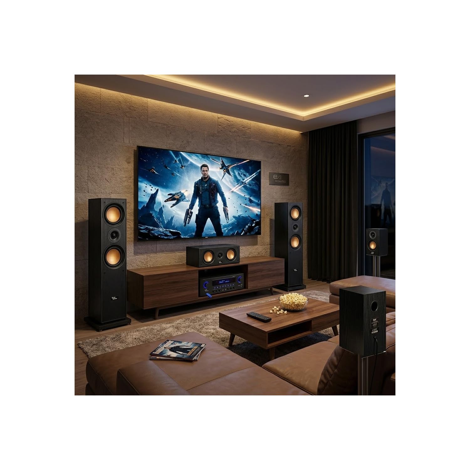 Evidence Acoustics Pack Home Cinéma 5.1 850W Bluetooth Colonnes Ampli USB Karaoké Noir + Clé USB 32 Go