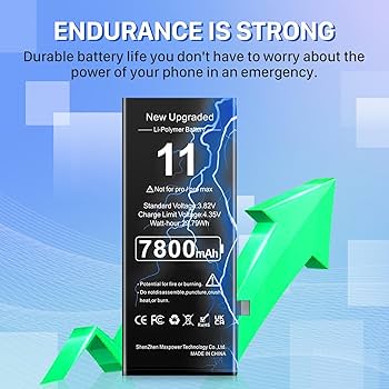 Battery for iPhone 11, (2024 New Version) 7800mAh Ultra High