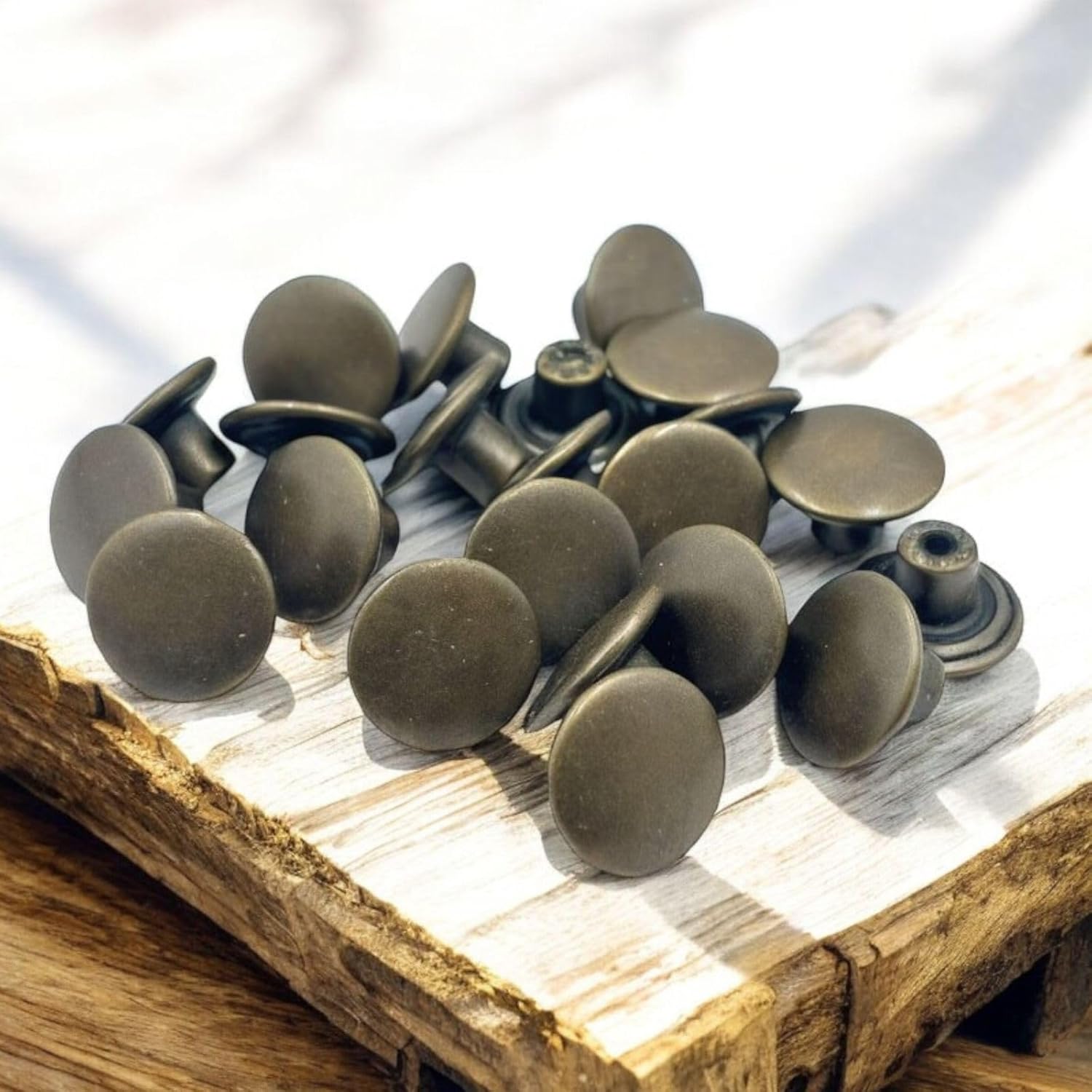 Reena Imported 30 pc Set No-Sew Metal Pattern Tack Snap Jeans Buttons 100% Copper Metal Color (30)