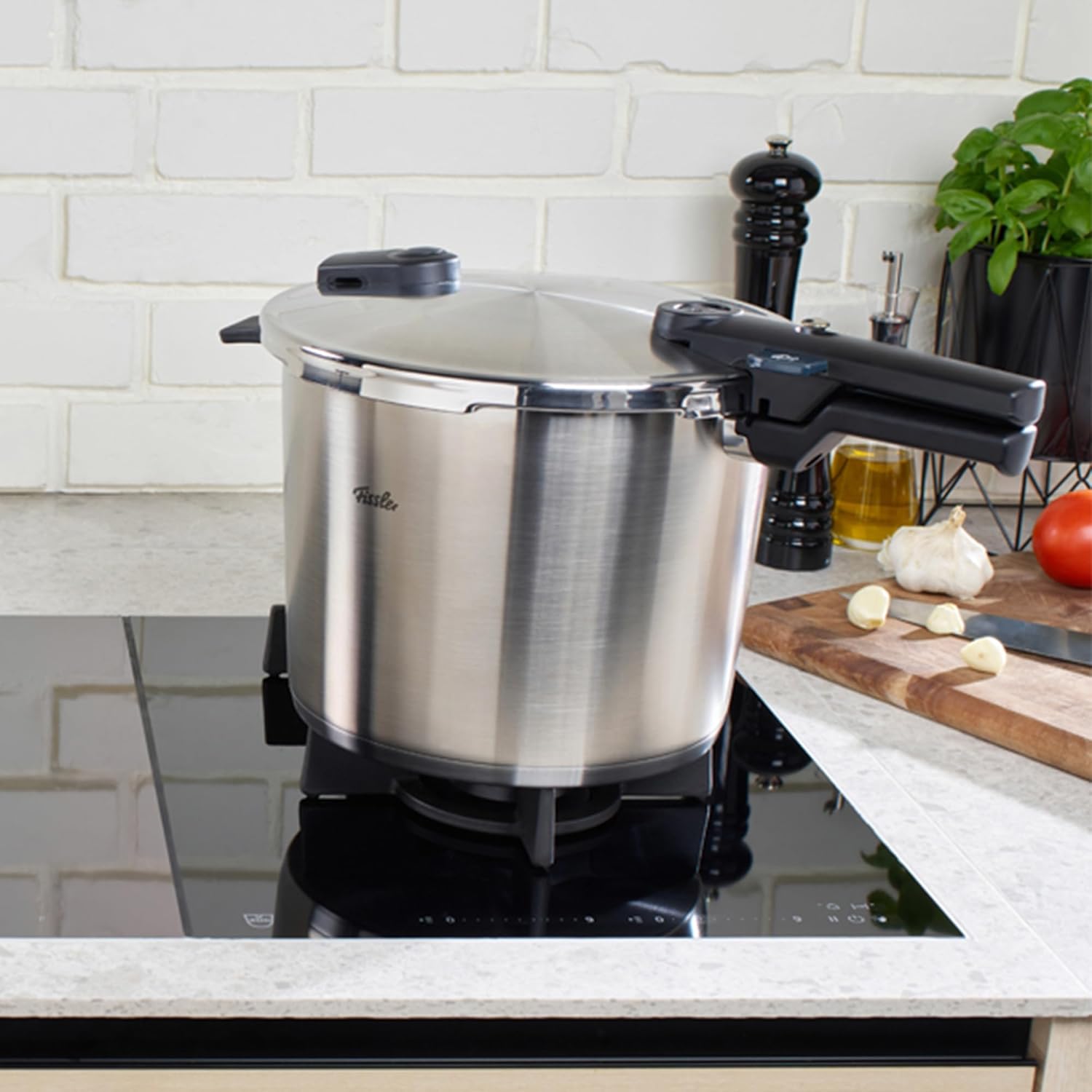 Fissler Vitaquick Premium Pressure Cooker, 10.6 Quart with Steamer Insert and Tripod