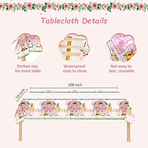 Miniatura 3 de Suministros de fiesta de animales de granja, decoración de fiesta de cumpleaños de granja para bebé, mantel, plato, taza, pajitas, juego de vajilla