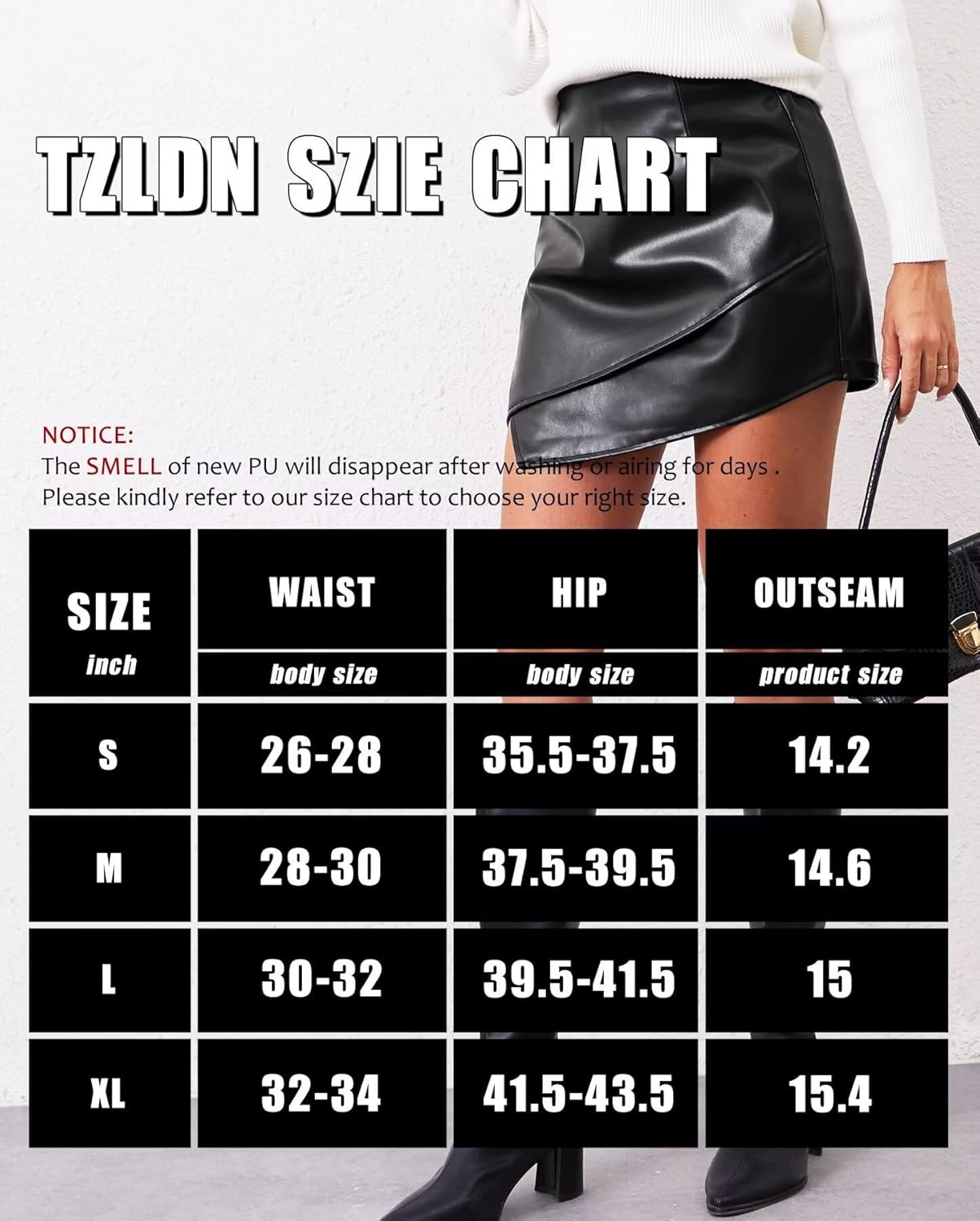 TZLDN Women's Faxu Leather Skorts High Waisted Wrap Pleather Shorts A-line Asymmetrical Split Hem PU Dressy Mini Skirt - Image 7