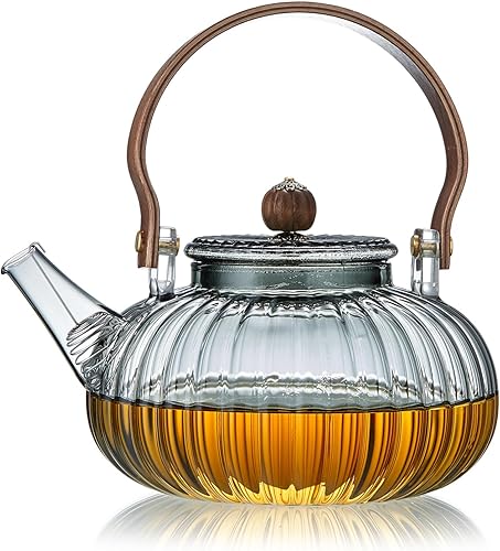 Miniatura 2 de Tetera de cristal de calabaza de 31 onzas líquidas. Tetera mediana segura de DAFGAAKLKG Tetera descarada con actitud. Tetera de oficina. Para té de
