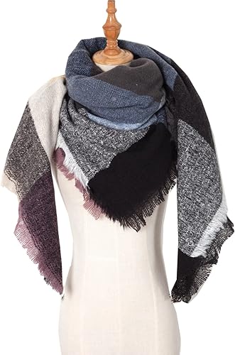 Bufanda de invierno para mujer de tamaño grande a cuadros bufanda para el cuello bufanda para mujer FJ-40 SW