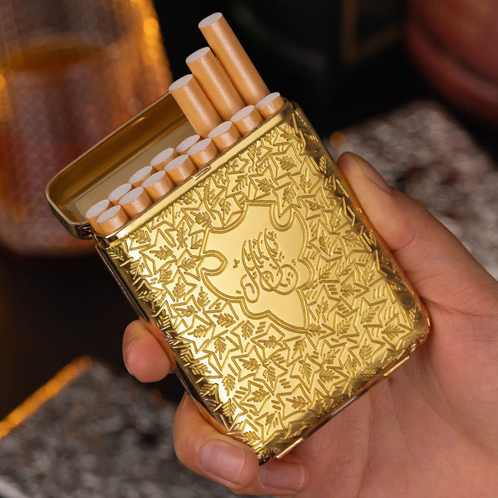 gold metal cigarette case Vintage Antique Make Up Comb Purse Free Shipping and slim design keeps your cigarettes safe in style Art Deco Sapphire and Diamond