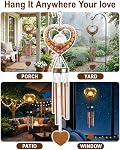 Nacome Heart Wind Chimes Outdoor Indoor:Unique Birthday Gifts for Women Mom Grandma - Outside Decoration Lights for Garden Yard Patio Porch
