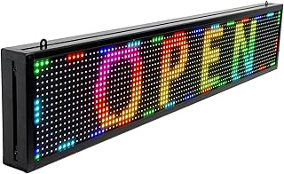 Programmable LED Sign Outdoor Full Color – 39"x8" Scrolling Message Board, Custom Digital Advertising Display, WiFi Control, High Brightness Neon Business Sign for Store, Bar, Restaurant