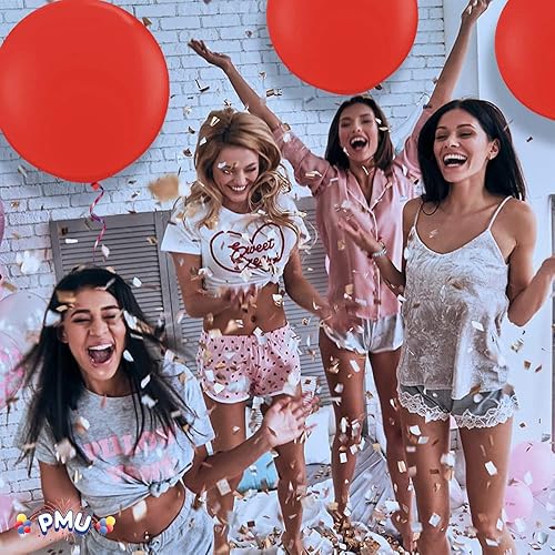 Miniatura 5 de PMU Globos de látex PartyTex de 36 pulgadas, color rojo rubí, paquete de 3