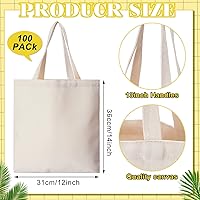 Vista 4 de Pinkunn 100 bolsas de lona a granel – Bolsas de algodón natural con asas de poliéster liso para manualidades