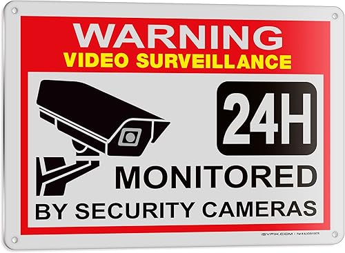 Vista 10 de iSYFIX Señal de advertencia de videovigilancia – 1 paquete de 1 paquete reflectante plateado de 7 x 6 pulgadas – 100% libre de óxido de aluminio