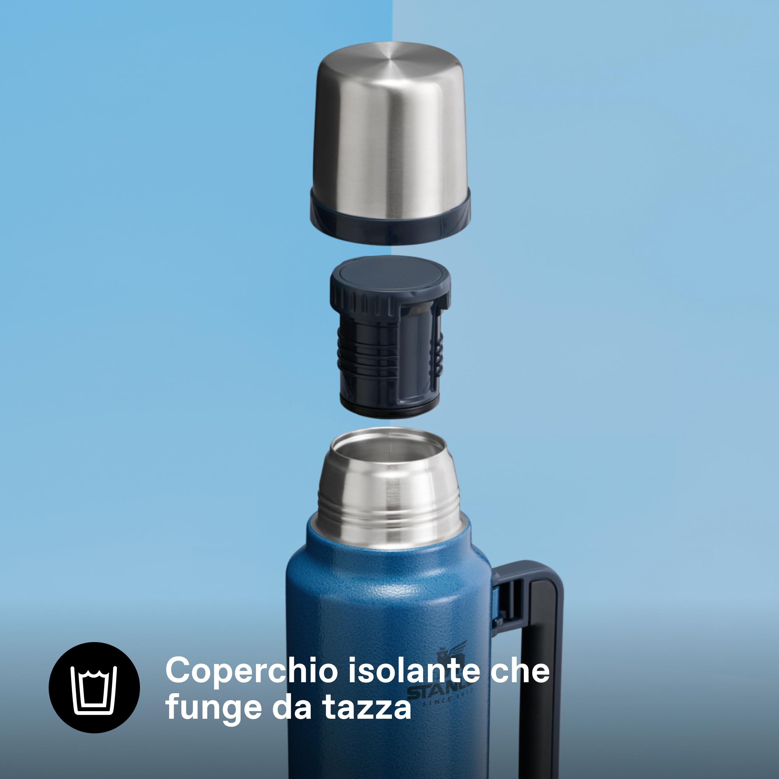 Stanley 1913 Classic Legendary Thermos 1.4L - Hammertone Lake | Mantiene La Temperatura 40 Ore (Caldo/Freddo) - Borraccia Termica - Senza BPA - Acciaio Inox - Termos