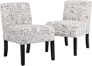 Accent Chair Dining Chairs Armless Chair Modern Accent Chair Elegant Design Modern Fabric Living Room Chairs Set of 2 with Solid Wood Legs for Home Kitchen Dining Room White