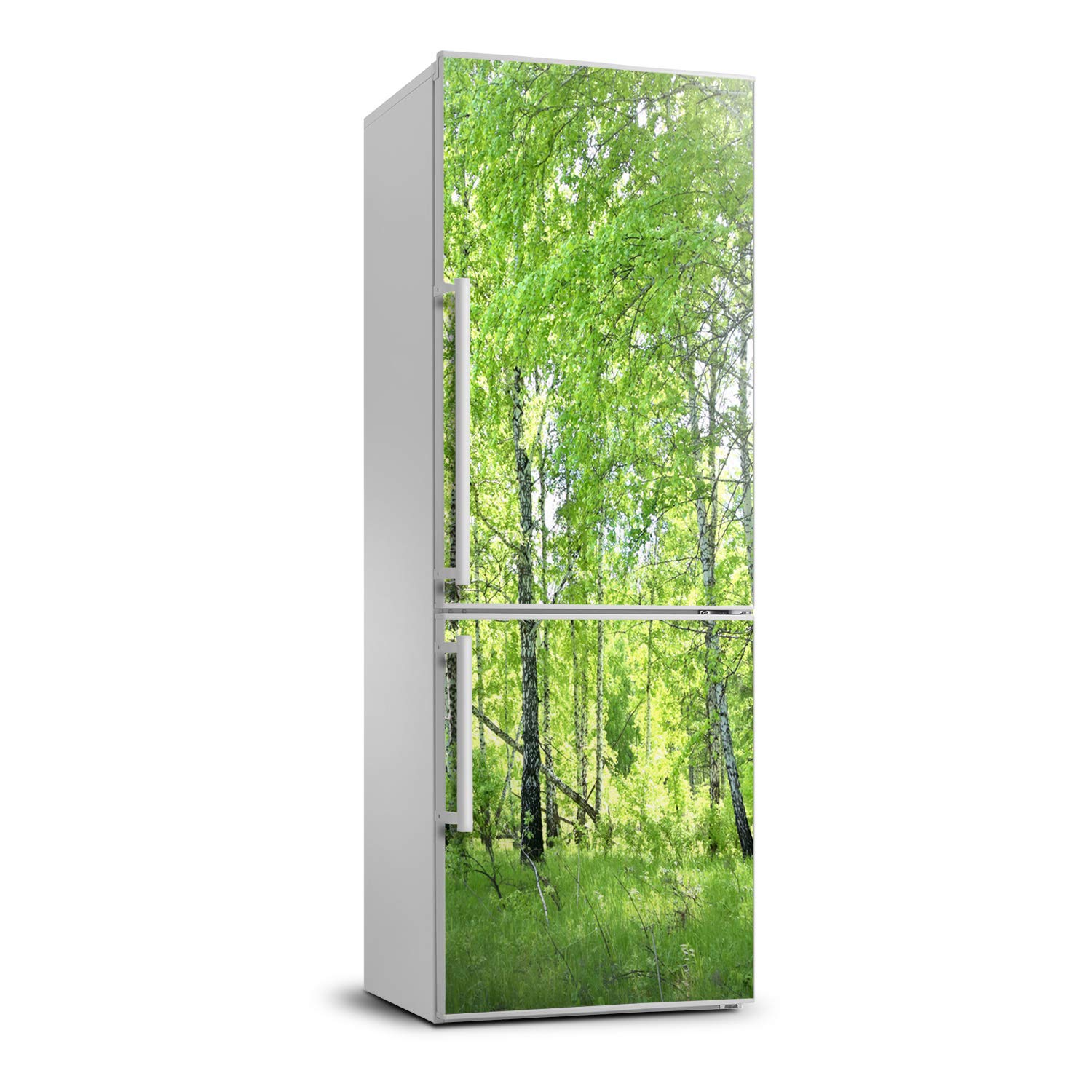 Pegatina autoadhesiva de nevera 60x180 cubierta decoración cocina bosque de abedules