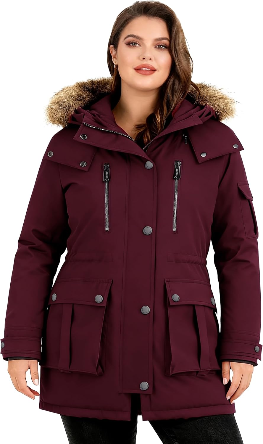 wantdo Plus Size Winter Coats for Women Parka Overcoat Warm Winter Jacket with Hood - Image 2