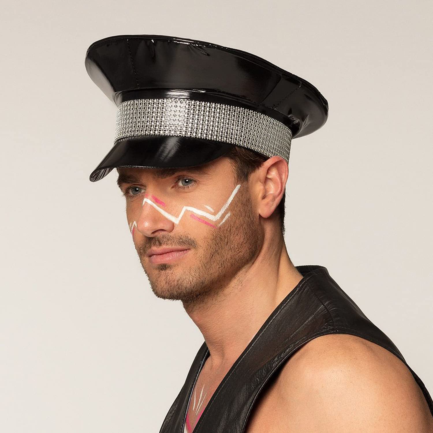Boland 33020 - Black Rock Hat, Black/Silver with Elastic Band, Rock Star, Punk Lady, Hat, Costume, Carnival, Theme Party - Image 3