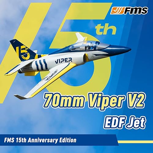 Miniatura 2 de Fms Rc Jets - Aviones Viper V2 EDF de 2.756 in azul marino para adultos para entrenadores para principiantes 6 CH aviones de control remoto PNP (sin
