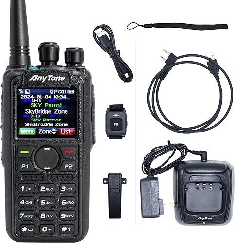 AnyTone AT-D878UVII Plus - DMR de doble banda/VHF analógico de 7 W, radio portátil UHF de 6 W con curso de capacitación GRATIS de $97 - Bluetooth