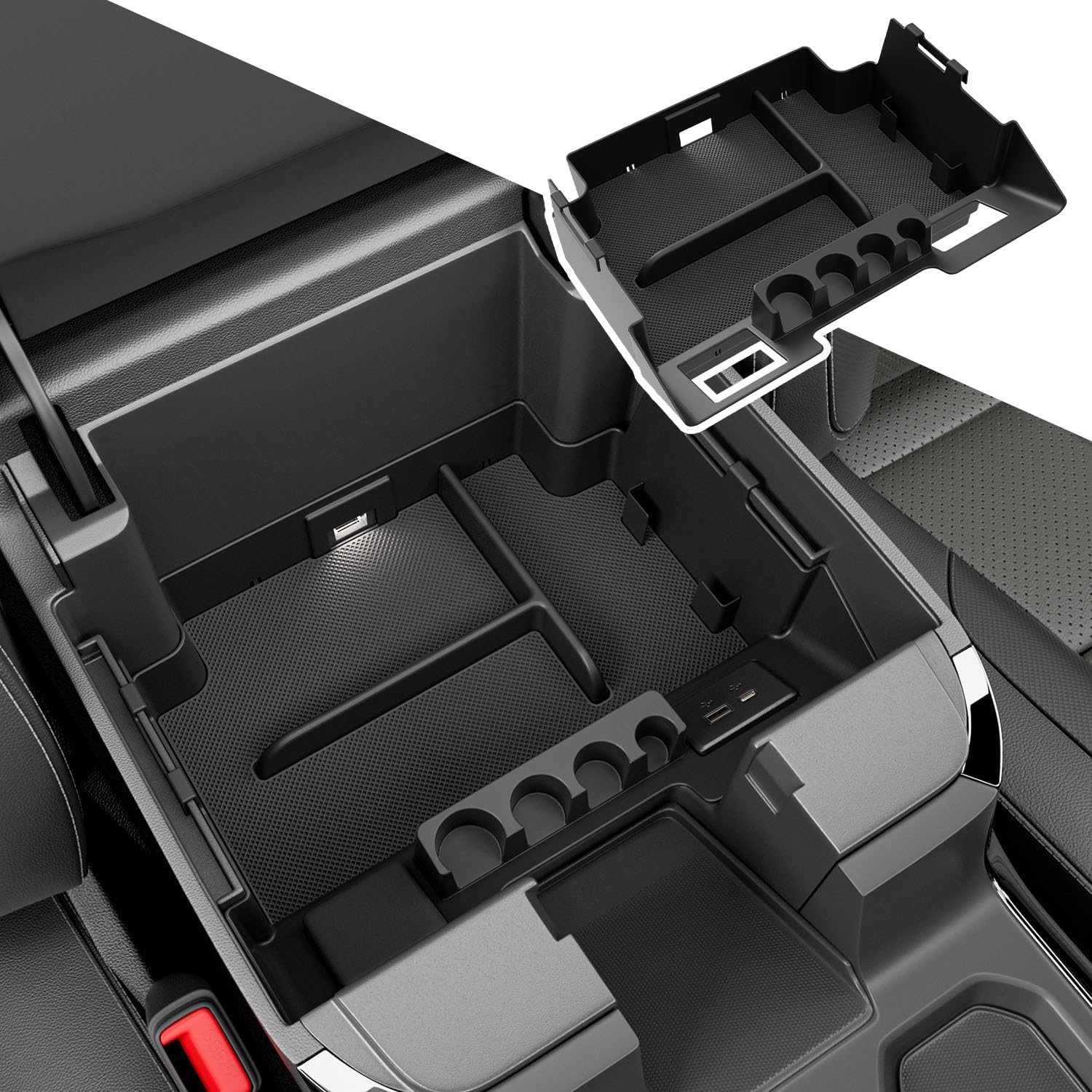 Center Console Organizer Compatible with 2022-2026 Chevy Silverado GMC Sierra 1500 24-26 2500 3500 Armrest Storage Organizer Tray Replacement for 2022-2026 Chevy Silverado Accessories