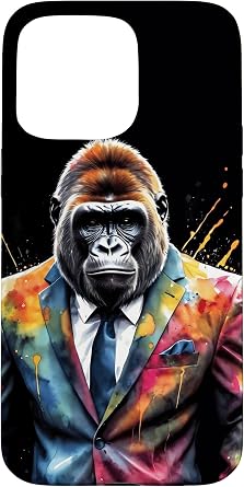 iPhone 15 Pro Max Gorilla Suit Monkey Colorful Animal Art Print Graphic Case