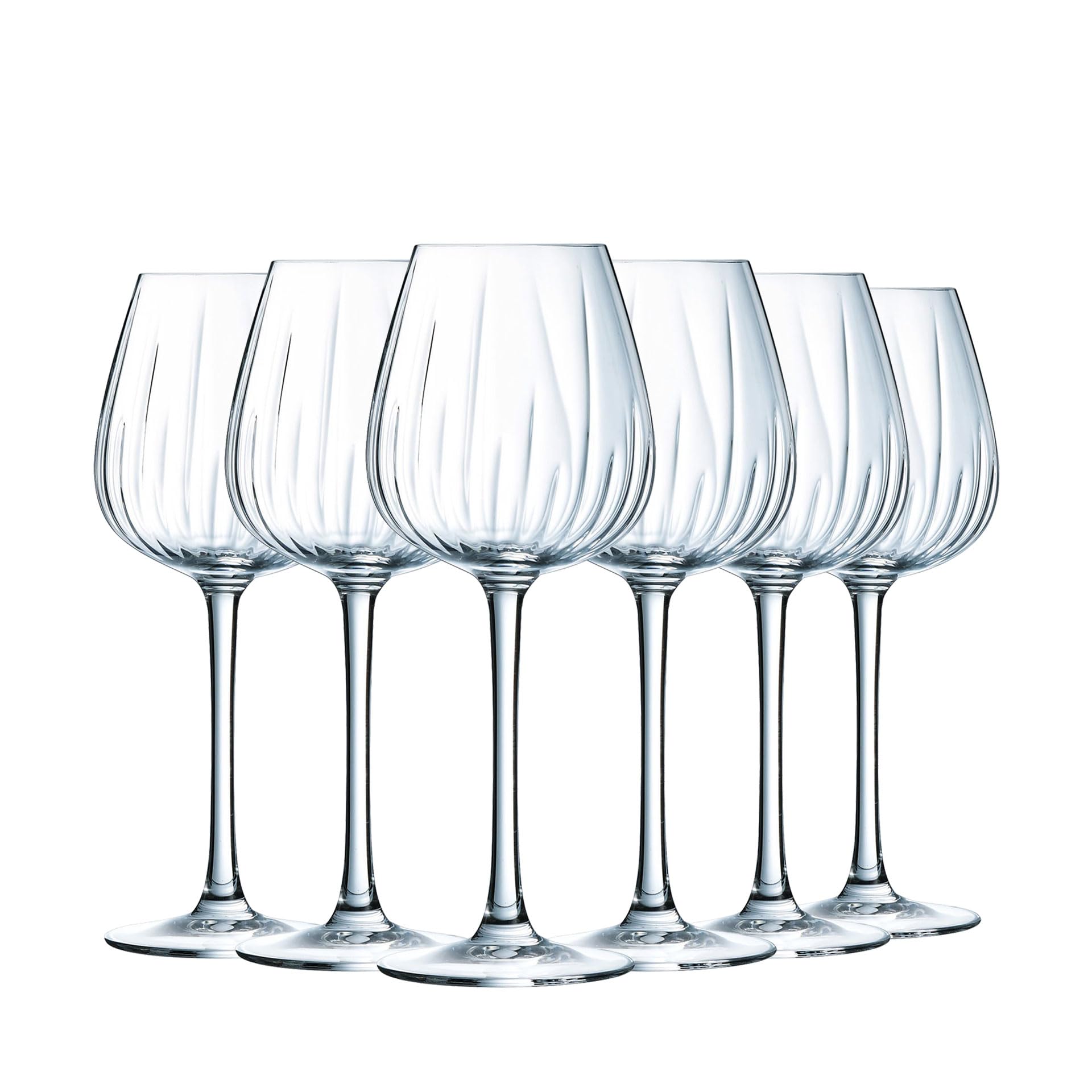 Cristal d'Arques Paris - Collection Swirly - 6 Verres à pied 35cl - Fabriquées en France - Emballage renforcé