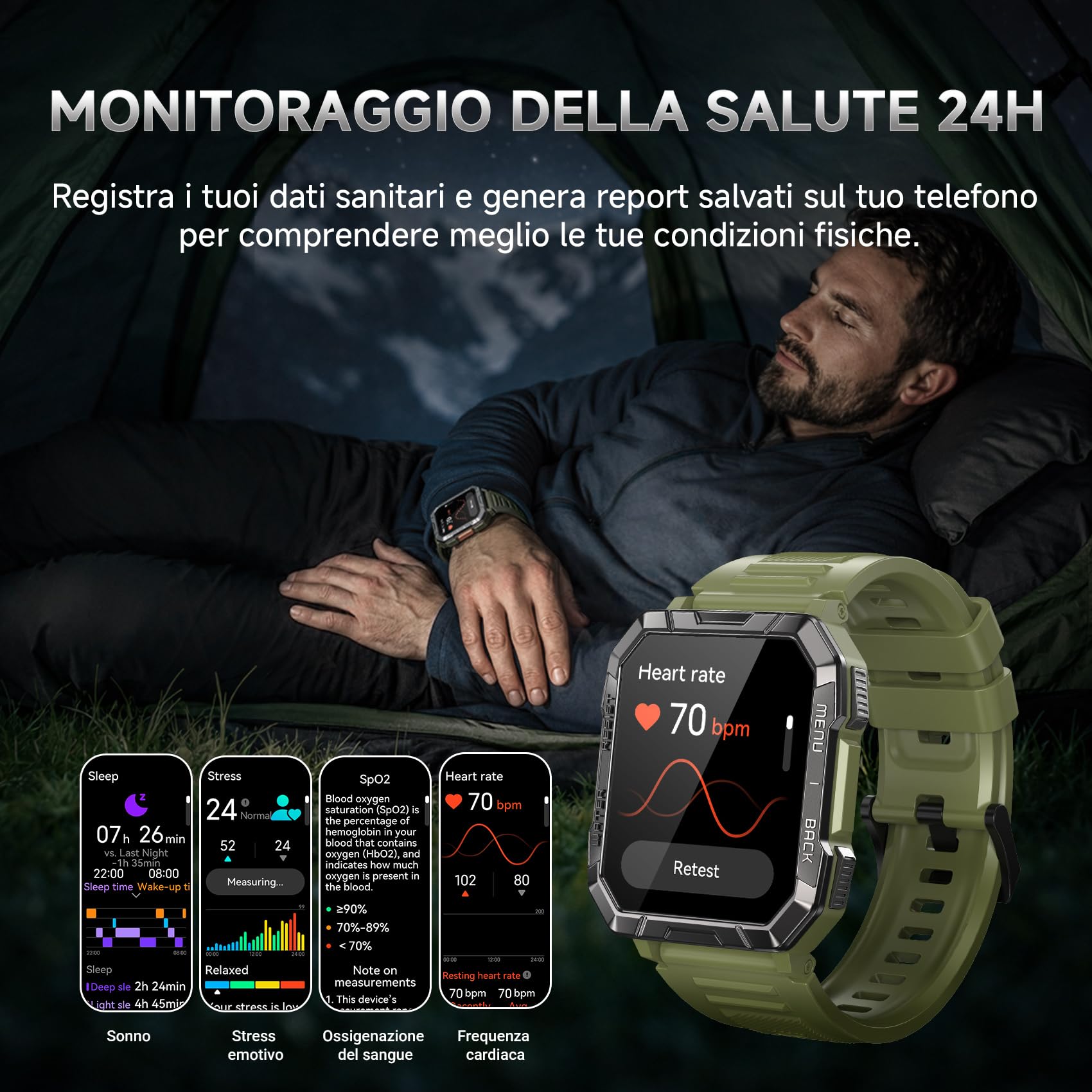Blackview Smartwatch Uomo, Smartwatch Militare Uomo Fitness con Chiamate Bluetooth,2.01" Orologio Intelligente 112+ Modalità Sportive/900 mAh/Sonno/Cardiofrequenzimetro/Torcia/Bussola per Android IOS