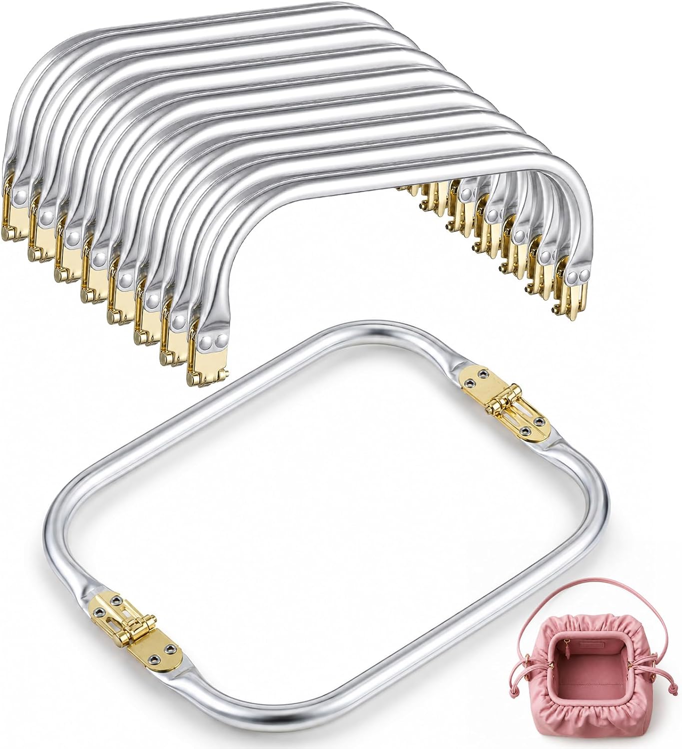 10 Pcs Metal Purse Frame 8" Rectangle Frame Kiss Lock for Purse Making