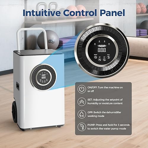 Miniatura 6 de ALORAIR Deshumidificador comercial 170PPD con bomba y manguera de drenaje, deshumidificadores industriales SLGR Tech, para restaurar daños por agua,