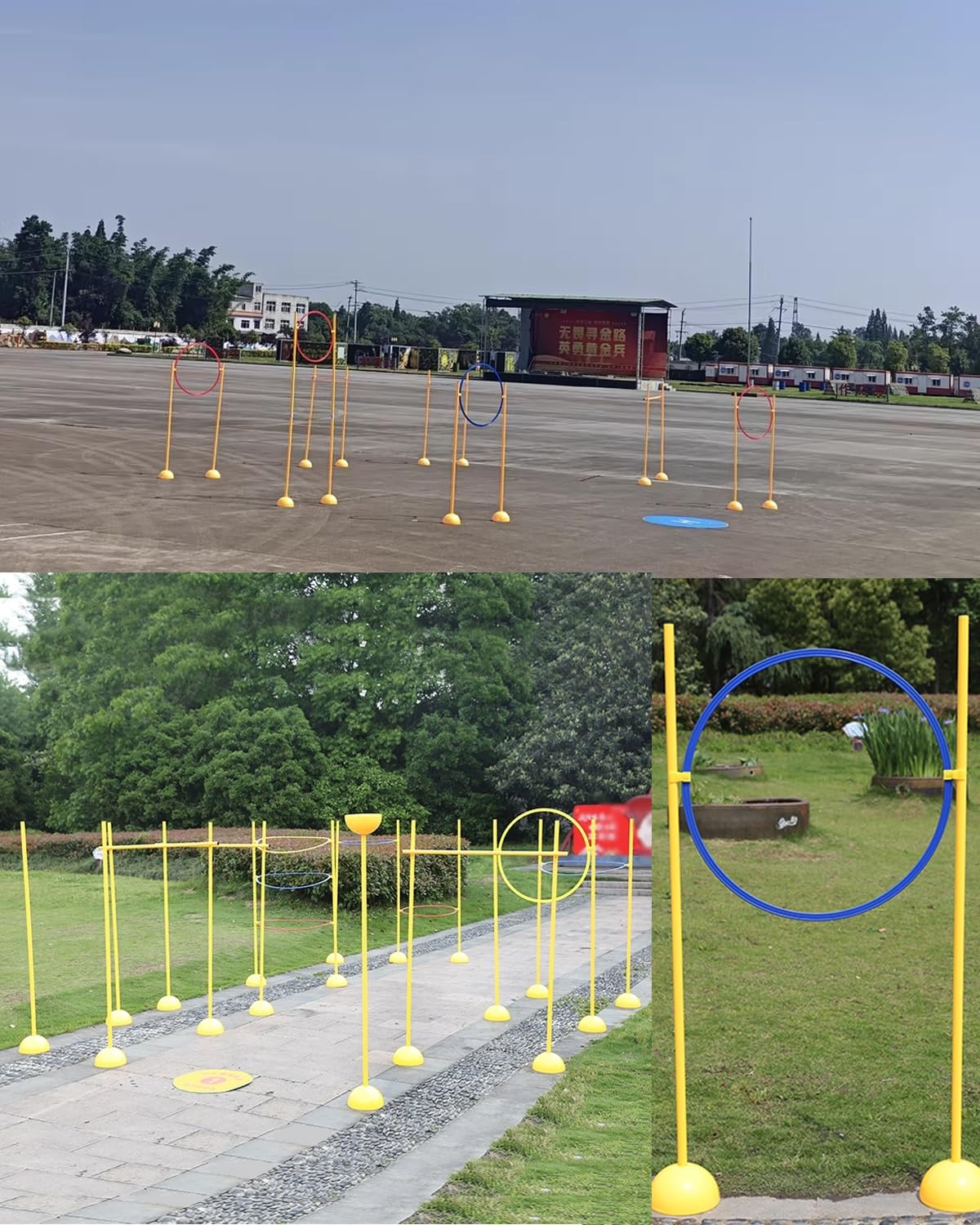 Drone tor Przeszkód Zestaw Toru Przeszkód dla Dzieci z Dronem do Użytku W Pomieszczeniach, System Bramek do Gry w Quadrocoptera z Podstawą, Latające Bramki Wyścigowe(2 PACK-DIA 60CM(23.6IN))